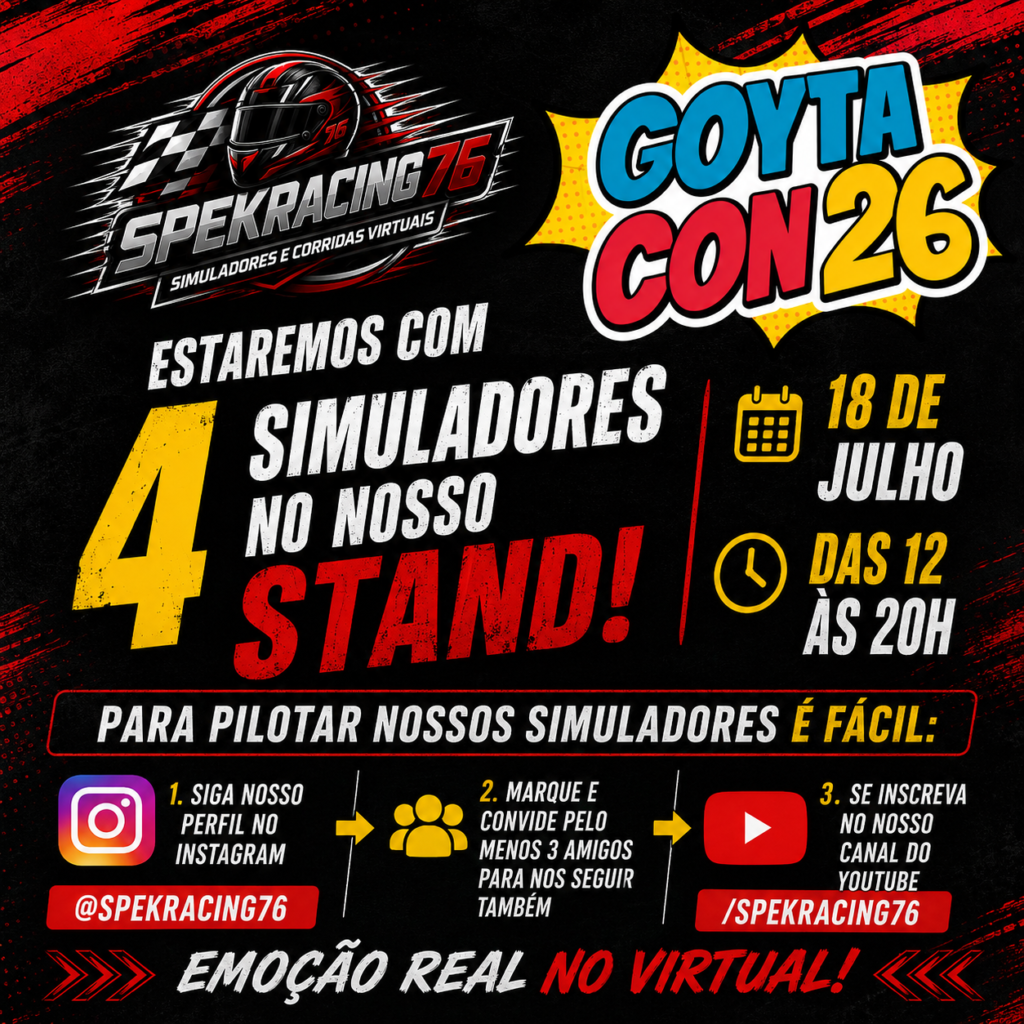 Veja como será fácil pilotar nossos simuladores na Goytacon26. Você não pagará nada, basta nos seguir e convidar alguns contatos para nos seguirem.